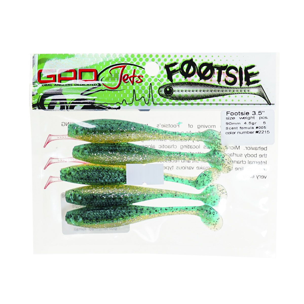 Детальная фотография — Виброхвосты GAD Footsie 3.5" 9см съедобные цвет 2215 (5шт)