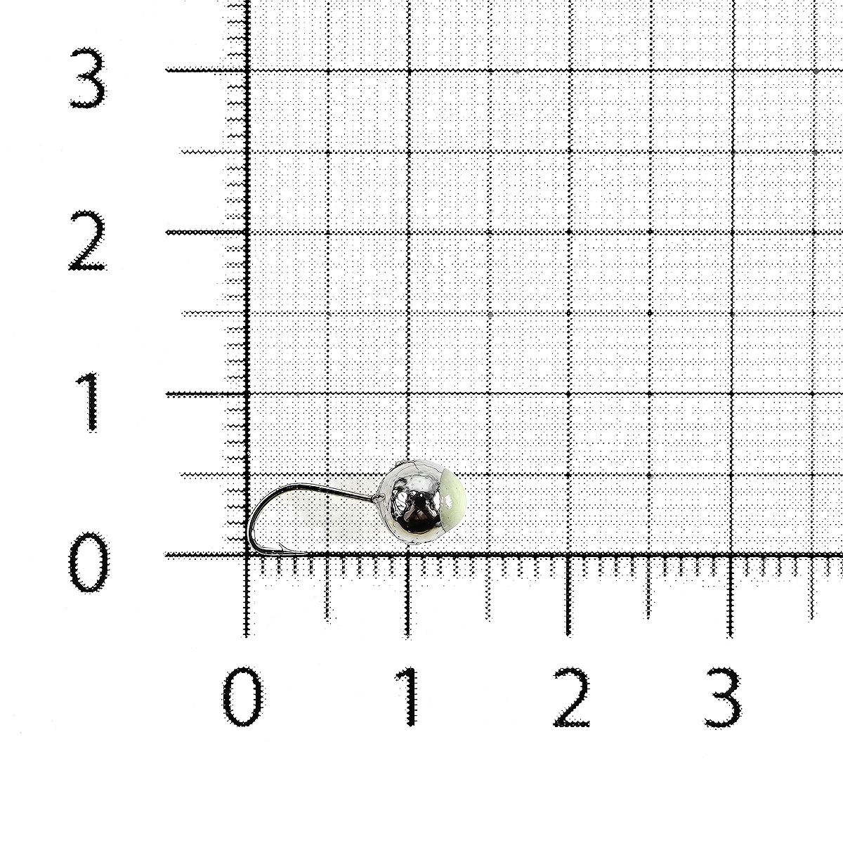 Детальная фотография — Мормышка вольфрамовая особая Murena Шар с отверстием и фосфором 5мм никелевая