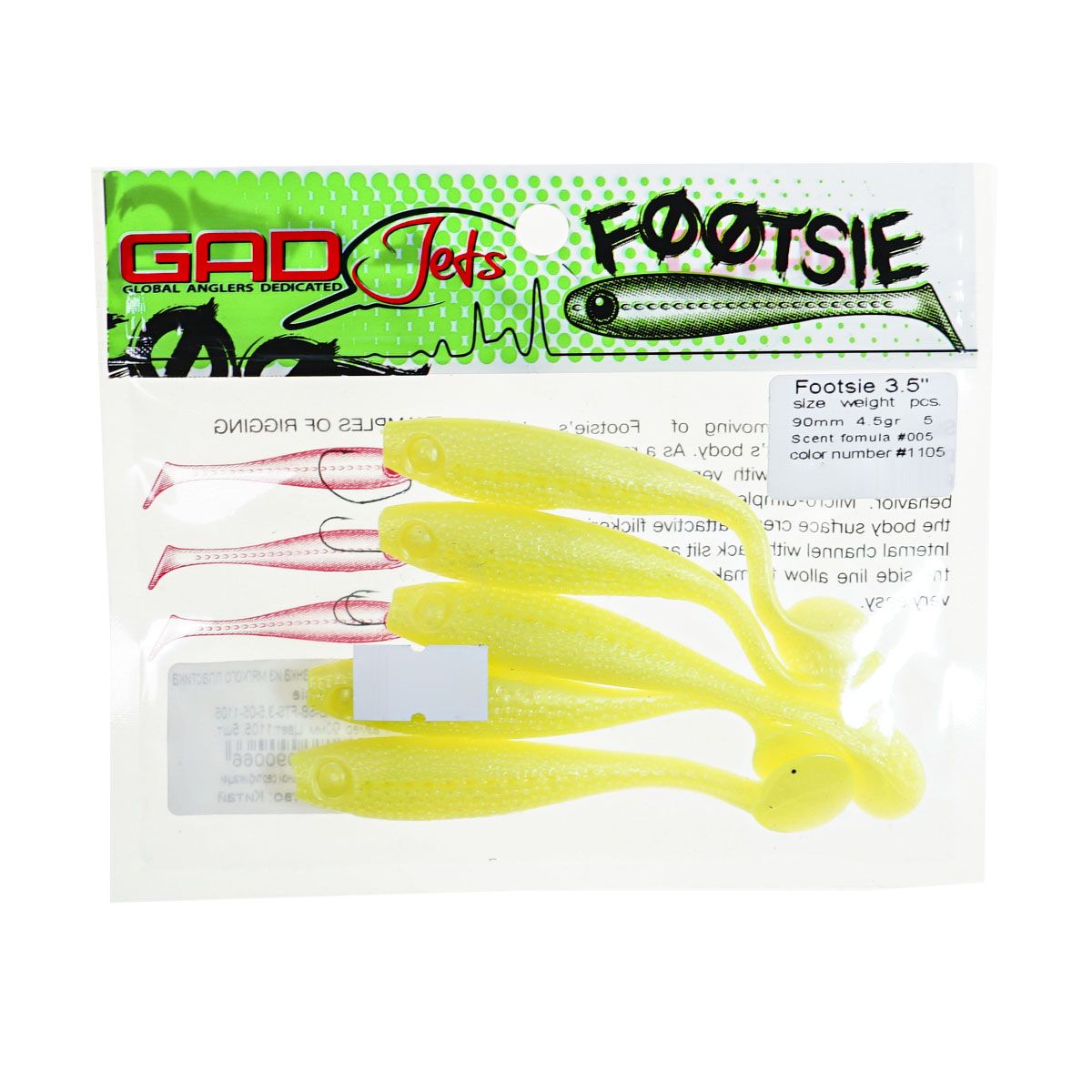 Детальная фотография — Виброхвосты GAD Footsie 3.5" 9см съедобные цвет 1105 (5шт)