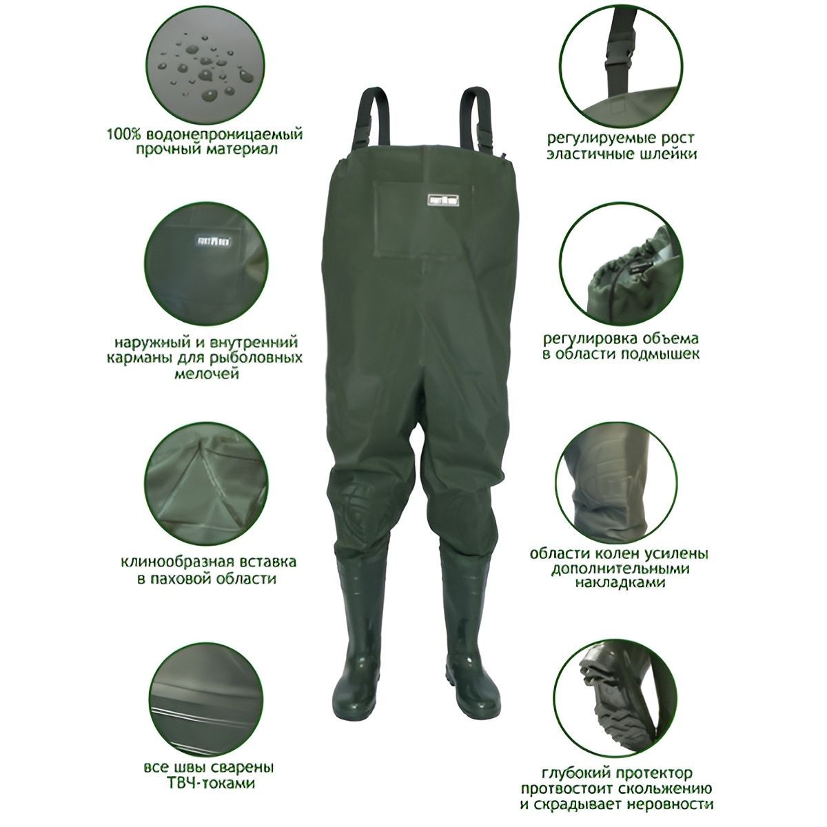 Детальная фотография — Полукомбинезон рыбацкий FortMen Волот с сапогами (ПВХ) р.45 (11(С)1500)