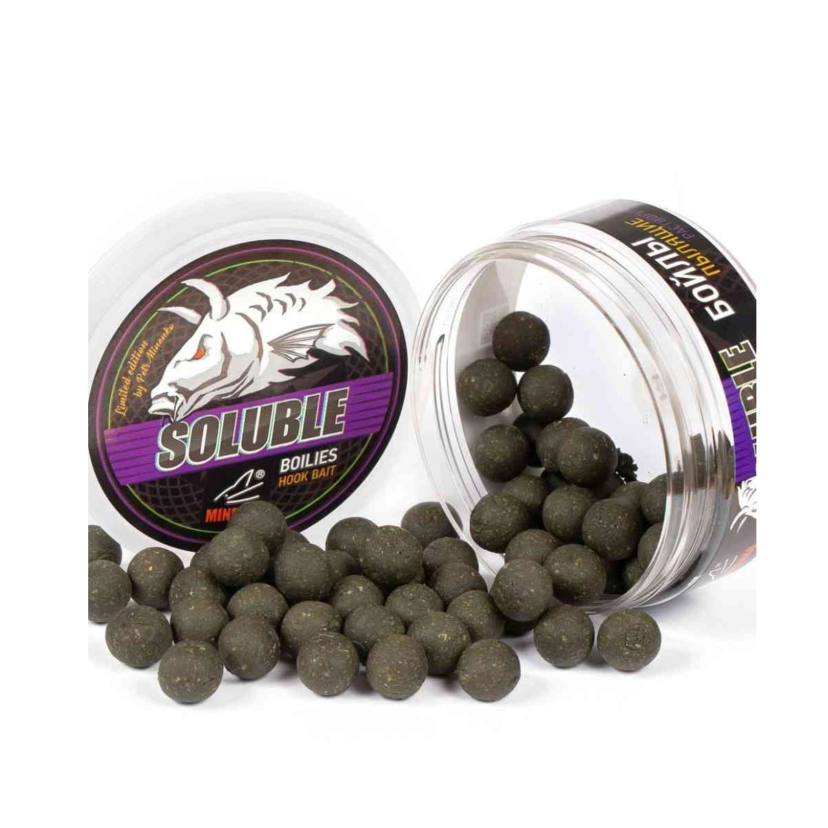 Детальная фотография — Бойлы Minenko 120гр 14мм насадочные, пылящие, Палтус, в банке