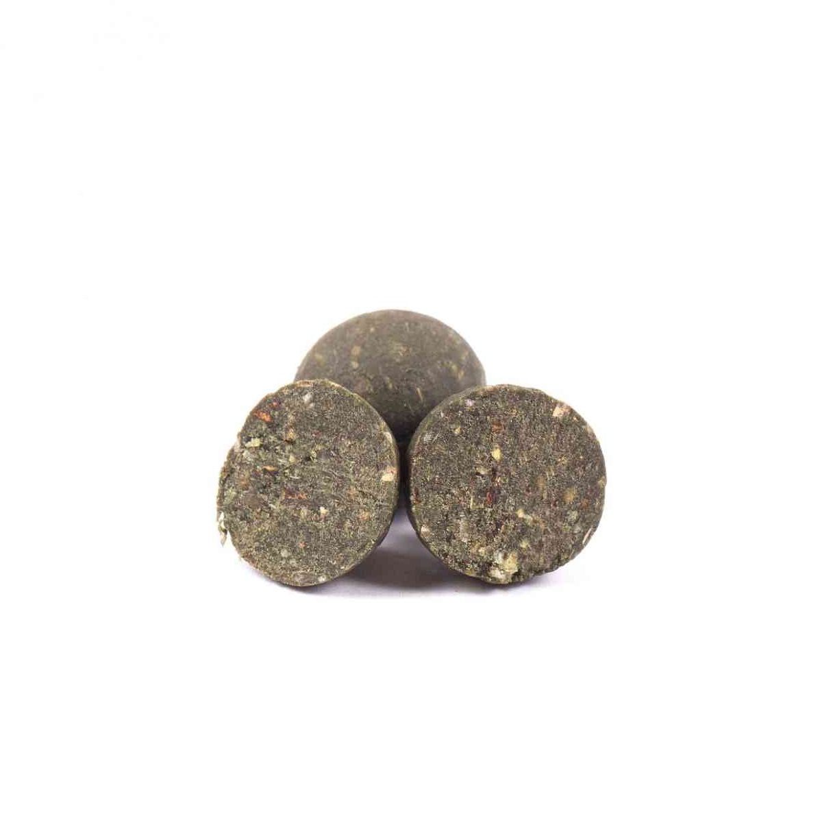 Детальная фотография — Бойлы Minenko 120гр 14мм насадочные, пылящие, Палтус, в банке