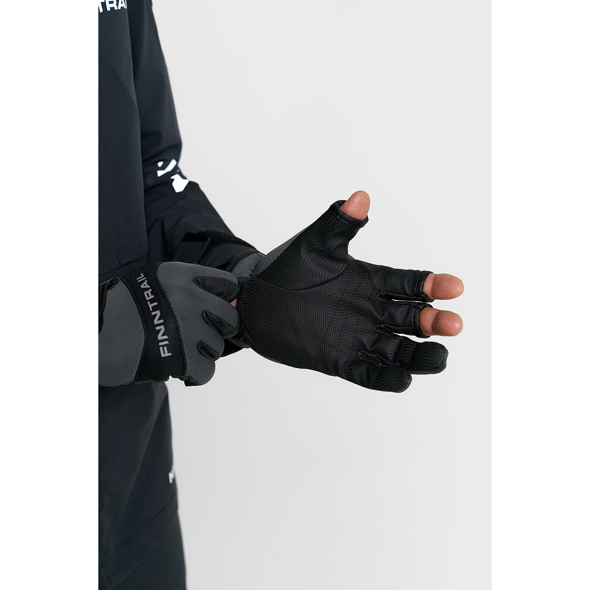 Детальная фотография — Перчатки Finntrail Neosensor Grey 2730 без 3-х пальцев (неопрен,низ-искусственная кожа) р.XL серые