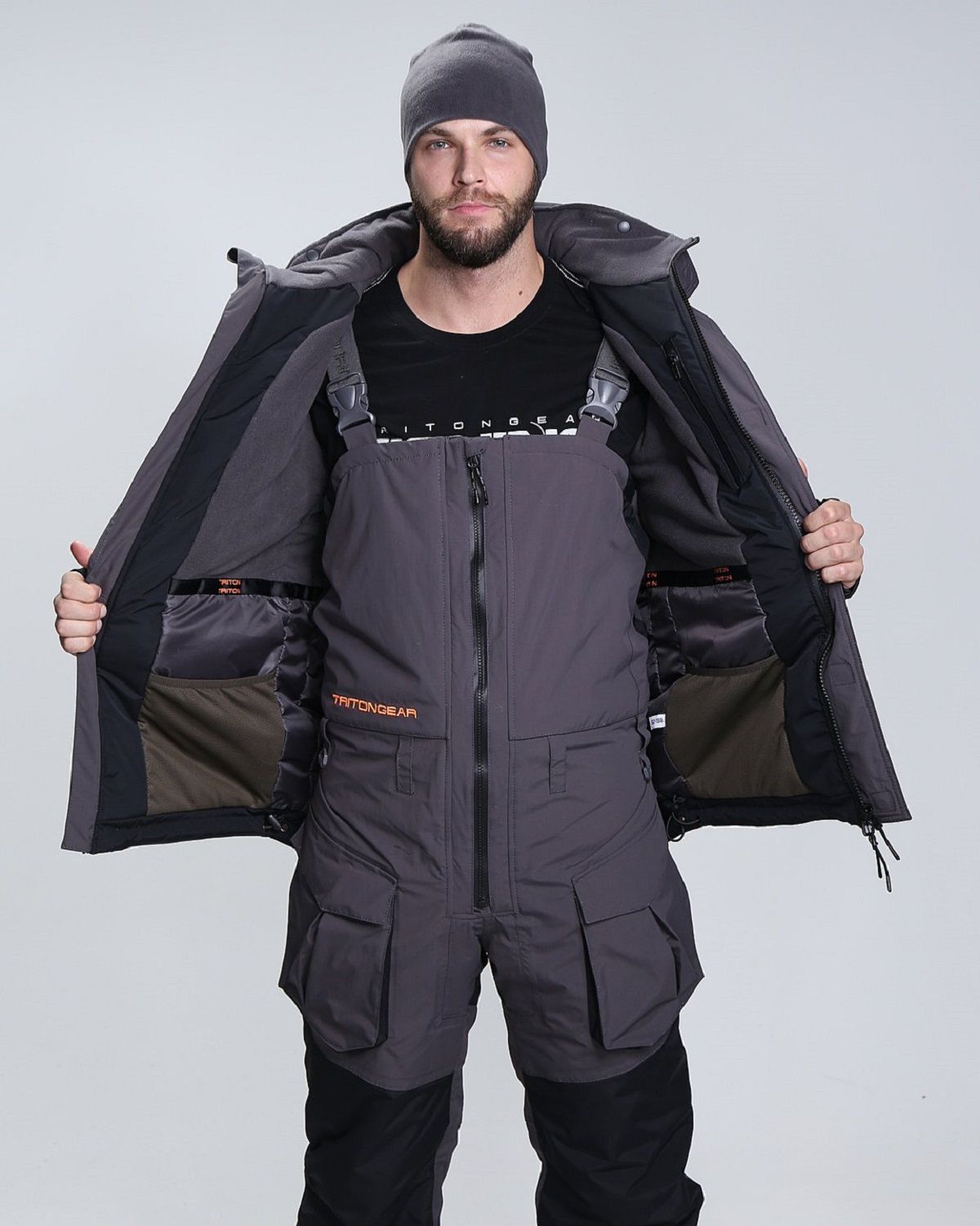 Детальная фотография — Костюм зимний TritonGear Pro Angler (таслан) р.60-62 рост 182-188 серый, черный (до -15°С)