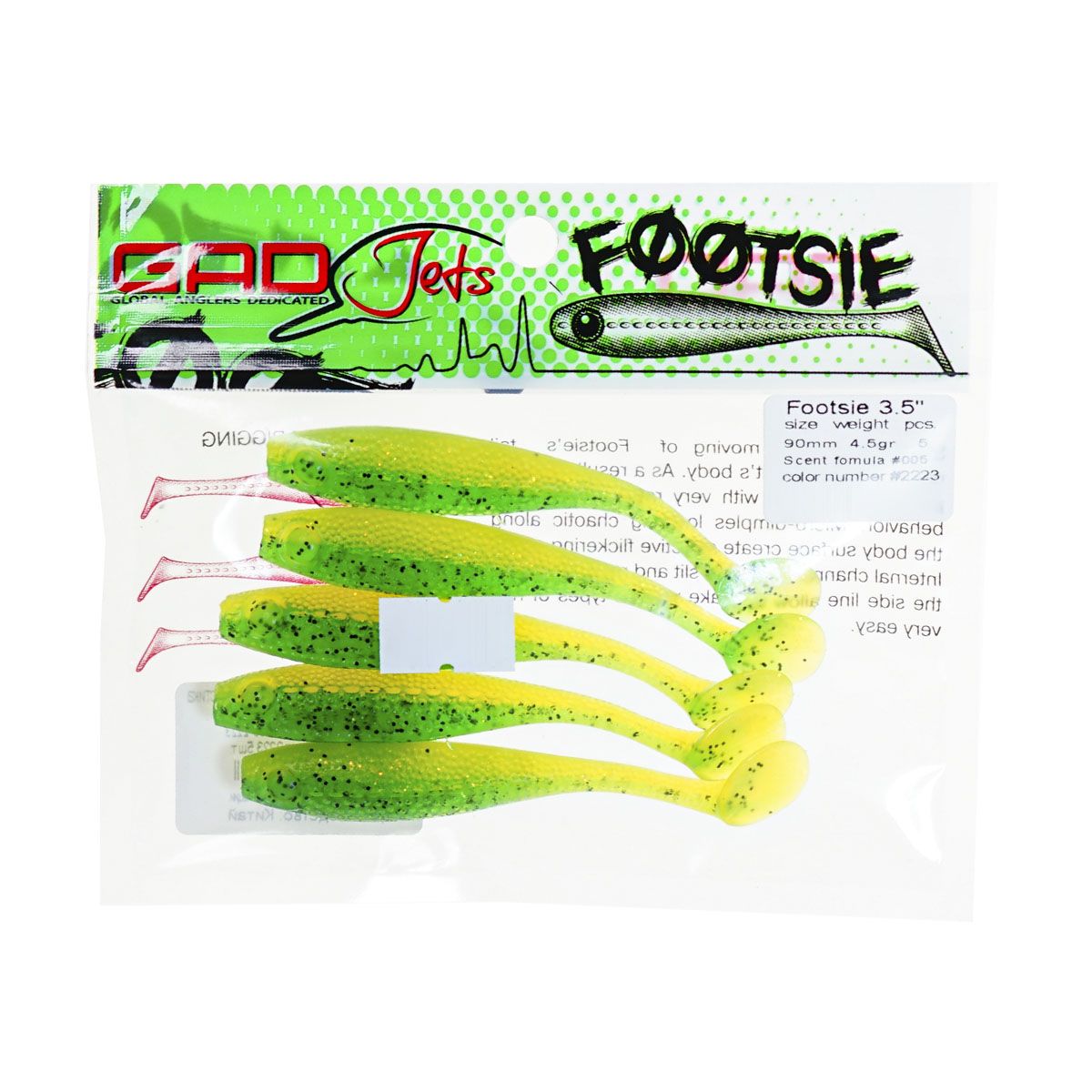 Детальная фотография — Виброхвосты GAD Footsie 3.5" 9см съедобные цвет 2223 (5шт)