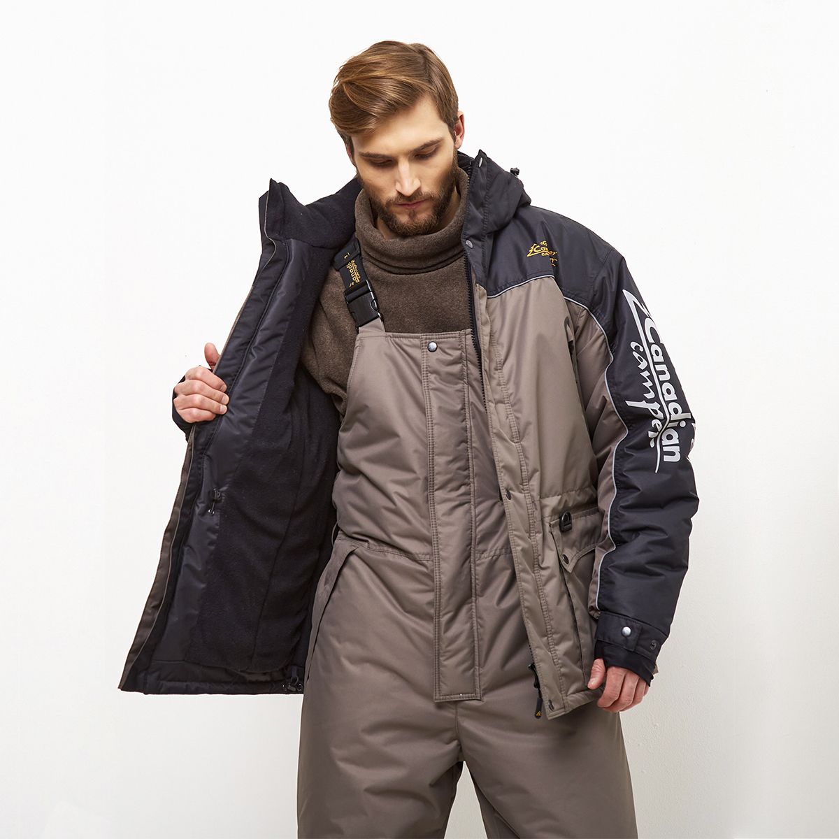 Детальная фотография — Костюм зимний Canadian Camper Denwer Pro р.L(48-50) рост 180-188 черный, коричневый (до -35°С)