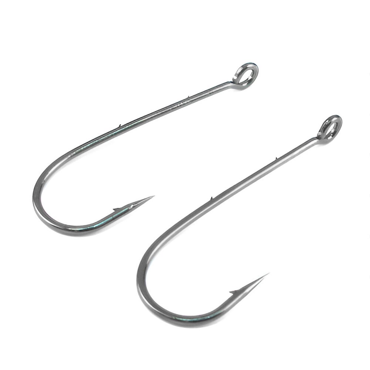 Детальная фотография — Крючки одинарные Бадис Round Bent Worm большое ушко №3/0 (5шт) черные, никелевые