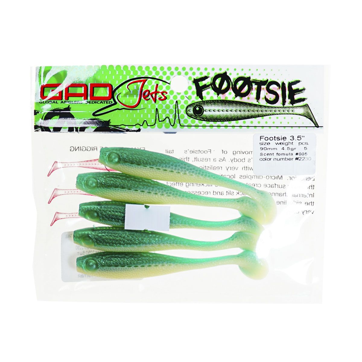 Детальная фотография — Виброхвосты GAD Footsie 3.5" 9см съедобные цвет 2230 (5шт)