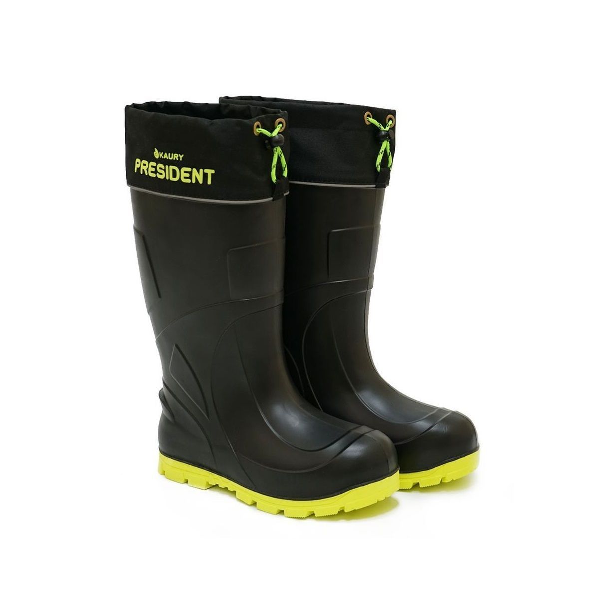 Детальная фотография — Сапоги зимние мужские Kaury President утепленные (ЭВА, флисовый чулок, манжета, подошва ПУ) р.41-42 черные, зеленые (до -65°C) (950-65PW)