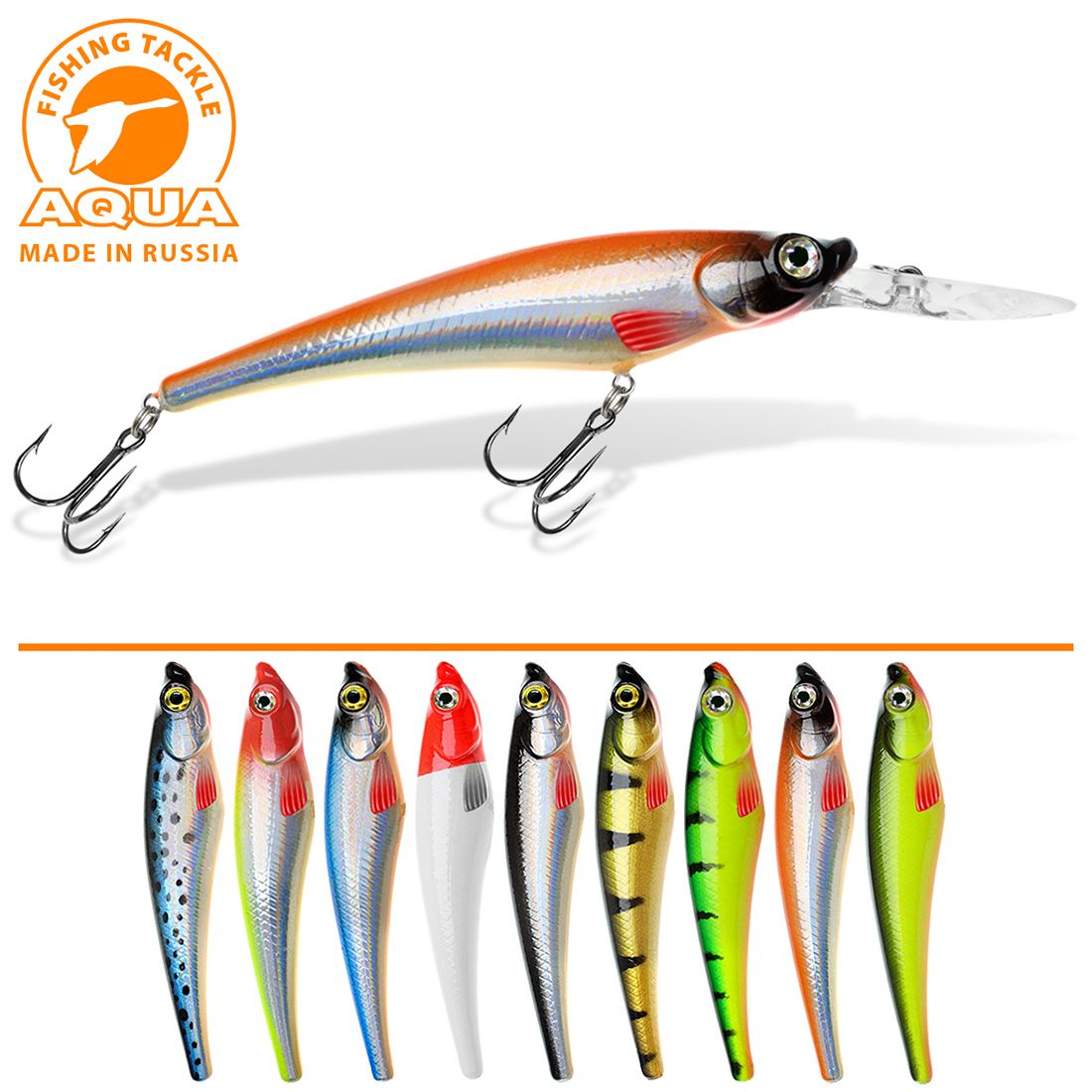 Детальная фотография — Воблер Aqua Пан плавающий 130мм 13гр 2-3,5м цвет 048 (Окунь)