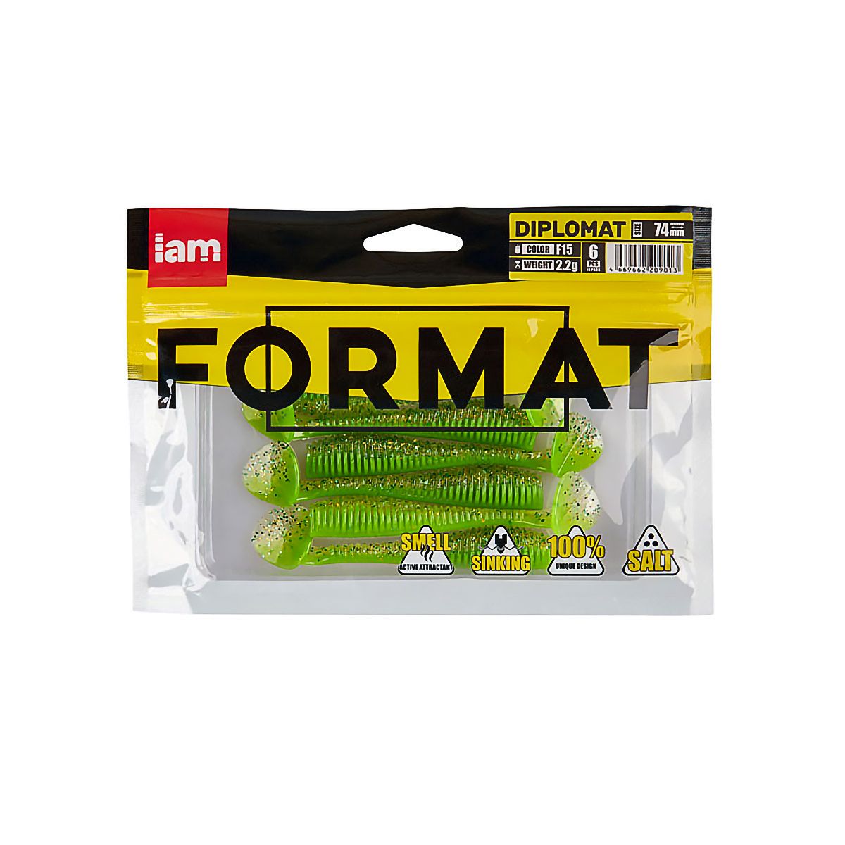 Детальная фотография — Виброхвосты съедобные Format Diplomat 7,4см цвет F15 (6шт)