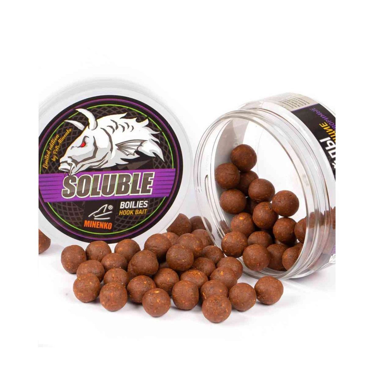 Детальная фотография — Бойлы Minenko 120гр 14мм насадочные, пылящие, Тутти-Фрутти, в банке