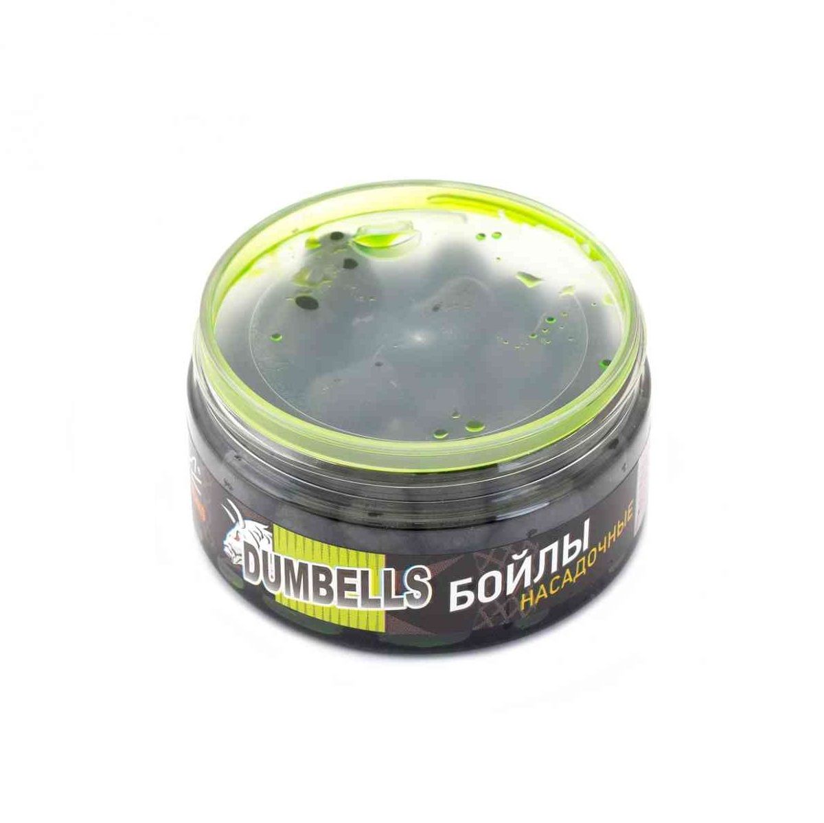 Детальная фотография — Бойлы Minenko Dumbells 150гр 14х20мм насадочные, вареные, в дипе, Мидия, в банке