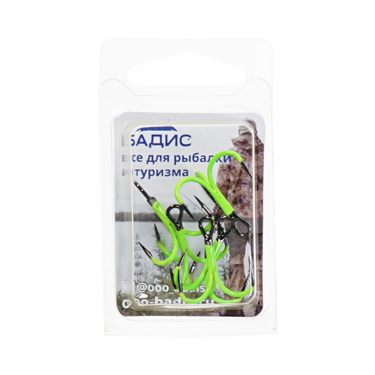 Детальная фотография — Крючки тройные ST-36 с зеленым UV покрытием №4 (5шт)