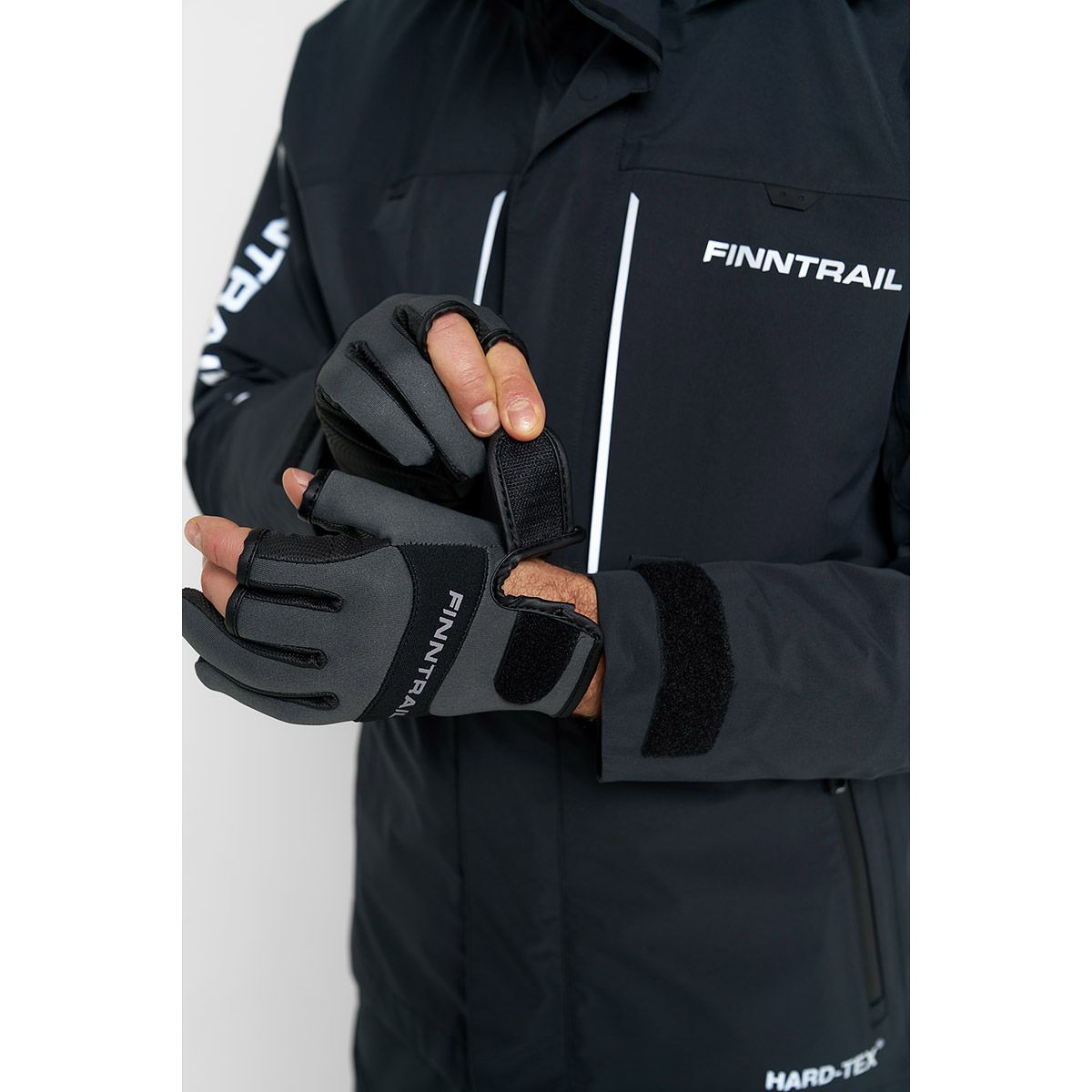 Детальная фотография — Перчатки Finntrail Neosensor Grey 2730 без 3-х пальцев (неопрен,низ-искусственная кожа) р.XL серые