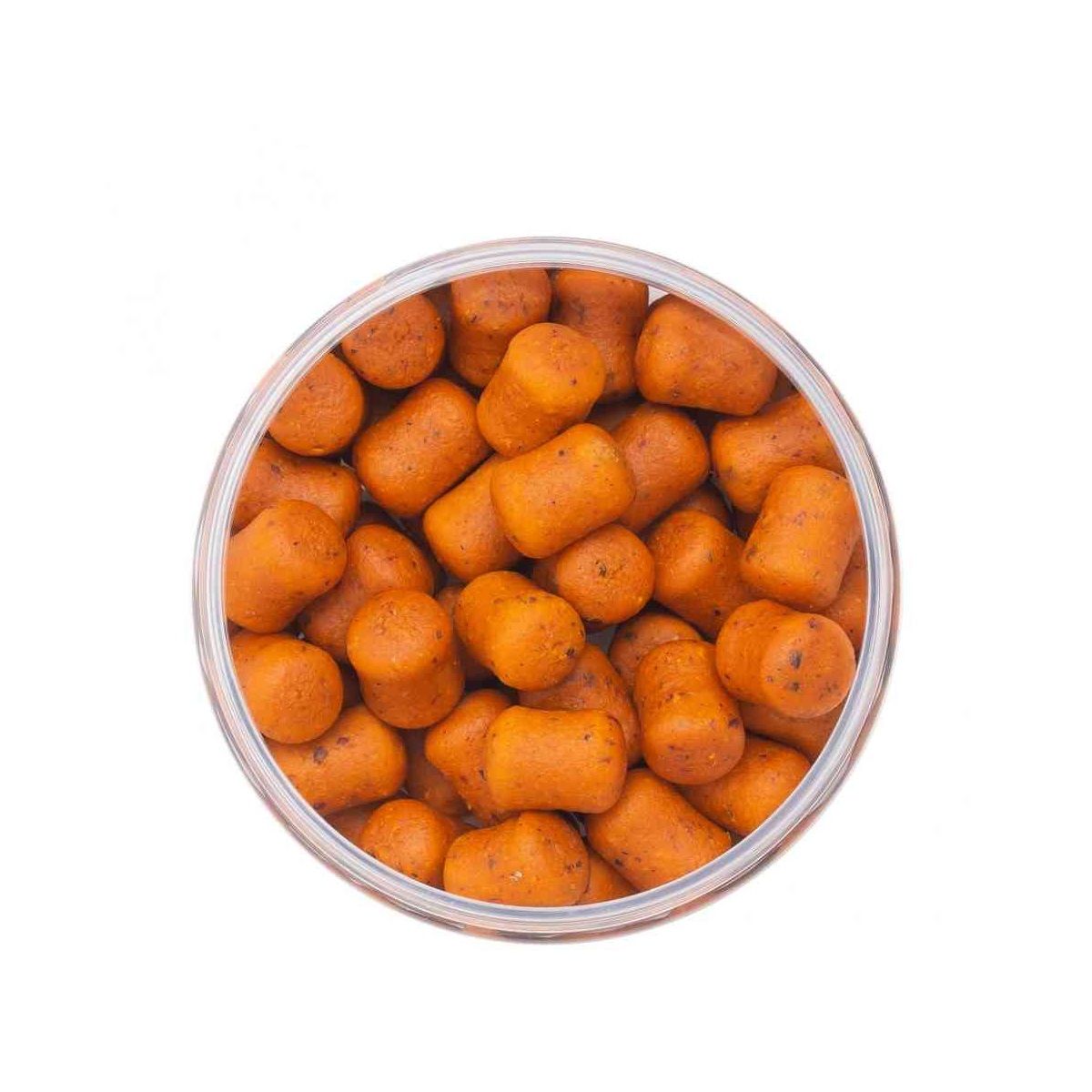 Детальная фотография — Бойлы Minenko Dumbells 150гр 14х20мм насадочные, вареные, Оранжевая Слива, в банке