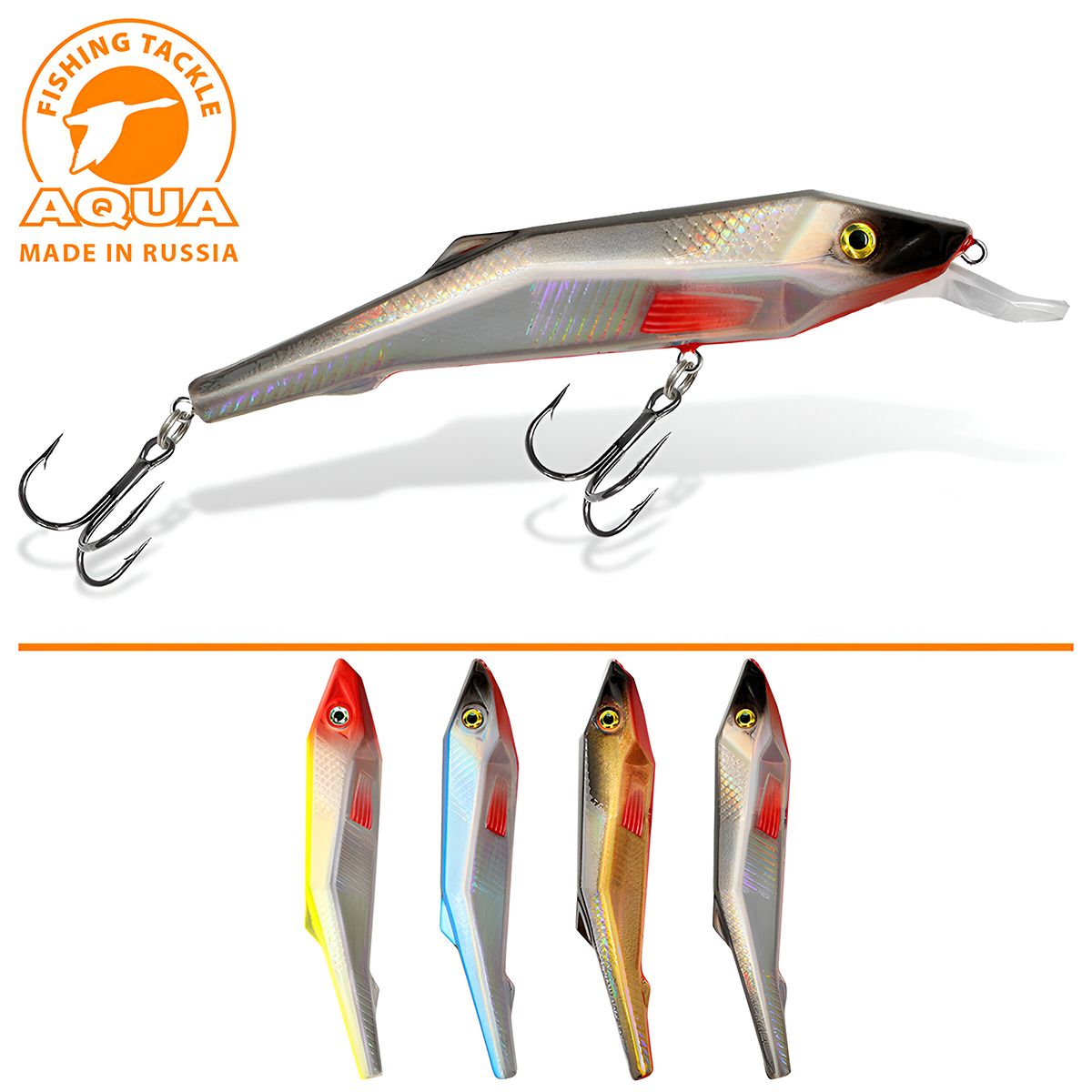 Детальная фотография — Воблер Aqua Гранц плавающий 100мм 10гр 2-3м цвет 014 (клоун)