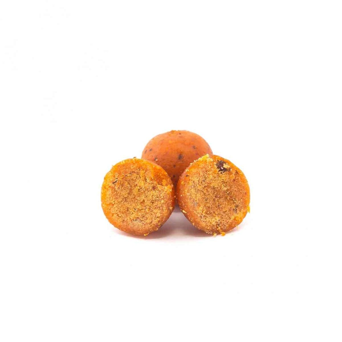 Детальная фотография — Бойлы Minenko Busters 165гр 14мм насадочные, вареные, в дипе, Оранжевая Слива, в банке