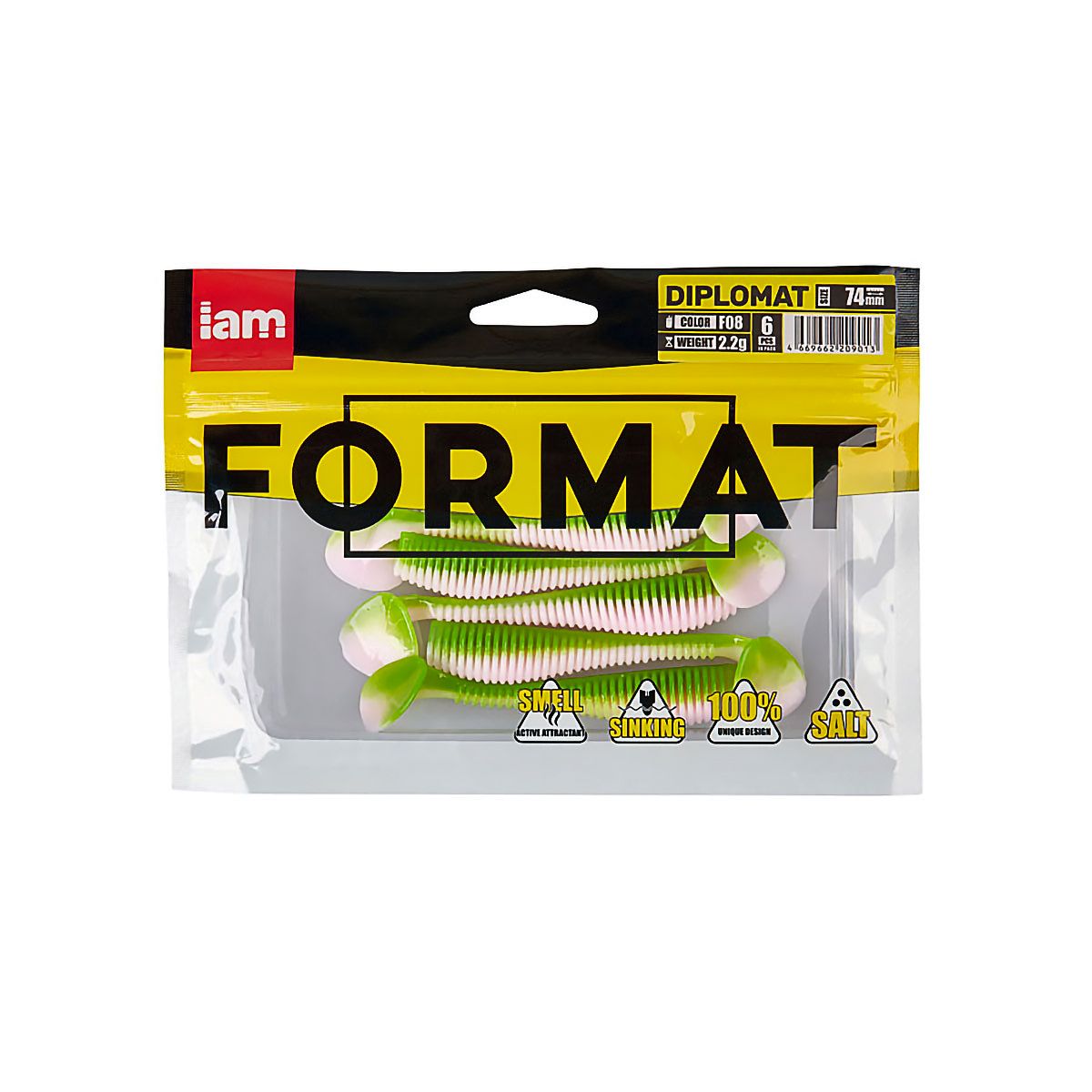 Детальная фотография — Виброхвосты съедобные Format Diplomat 7,4см цвет F08 (6шт)