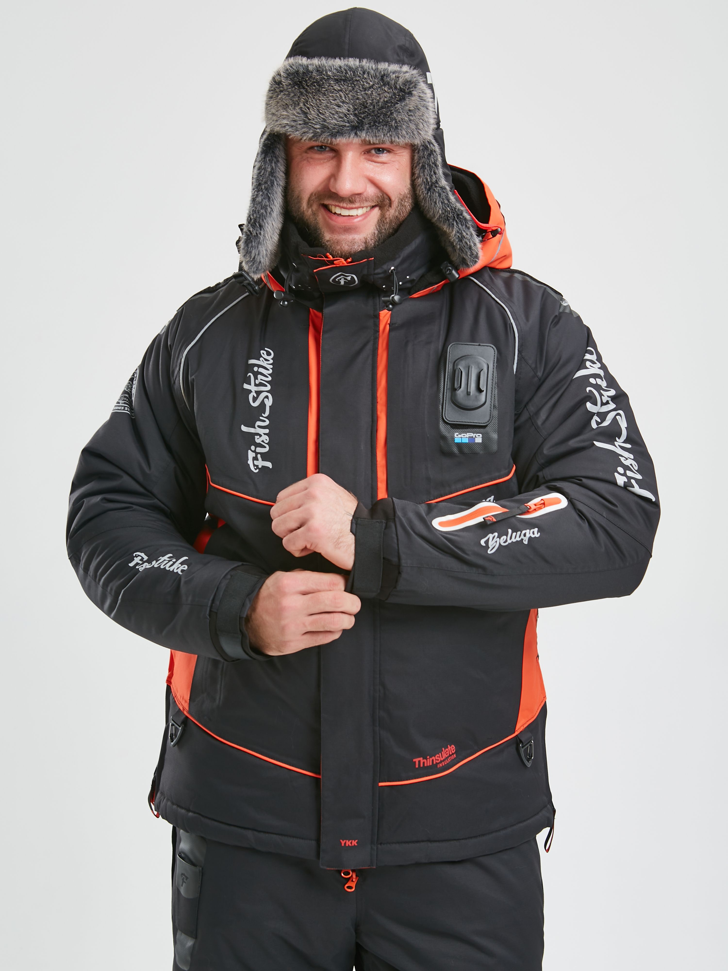 Детальная фотография — Костюм зимний Fish Strike Белуга р.56-58 черный, красный (до -45°С)