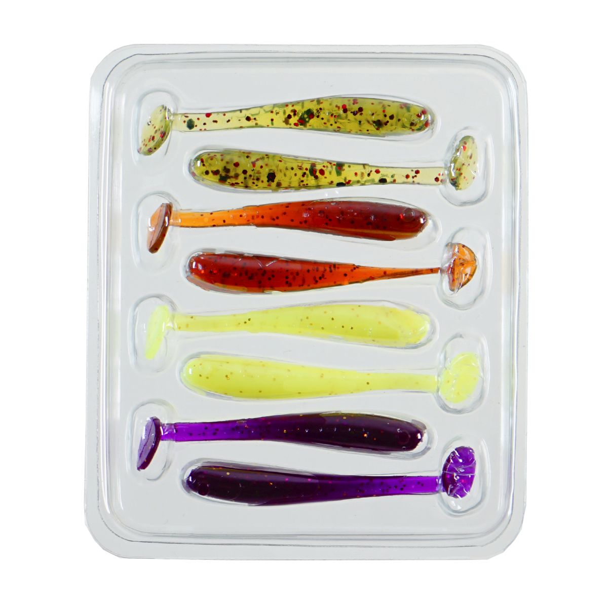 Детальная фотография — Виброхвосты съедобные CF Nano Minnow 1.6" 4см цвет MIX48 аромат кальмара (8шт)