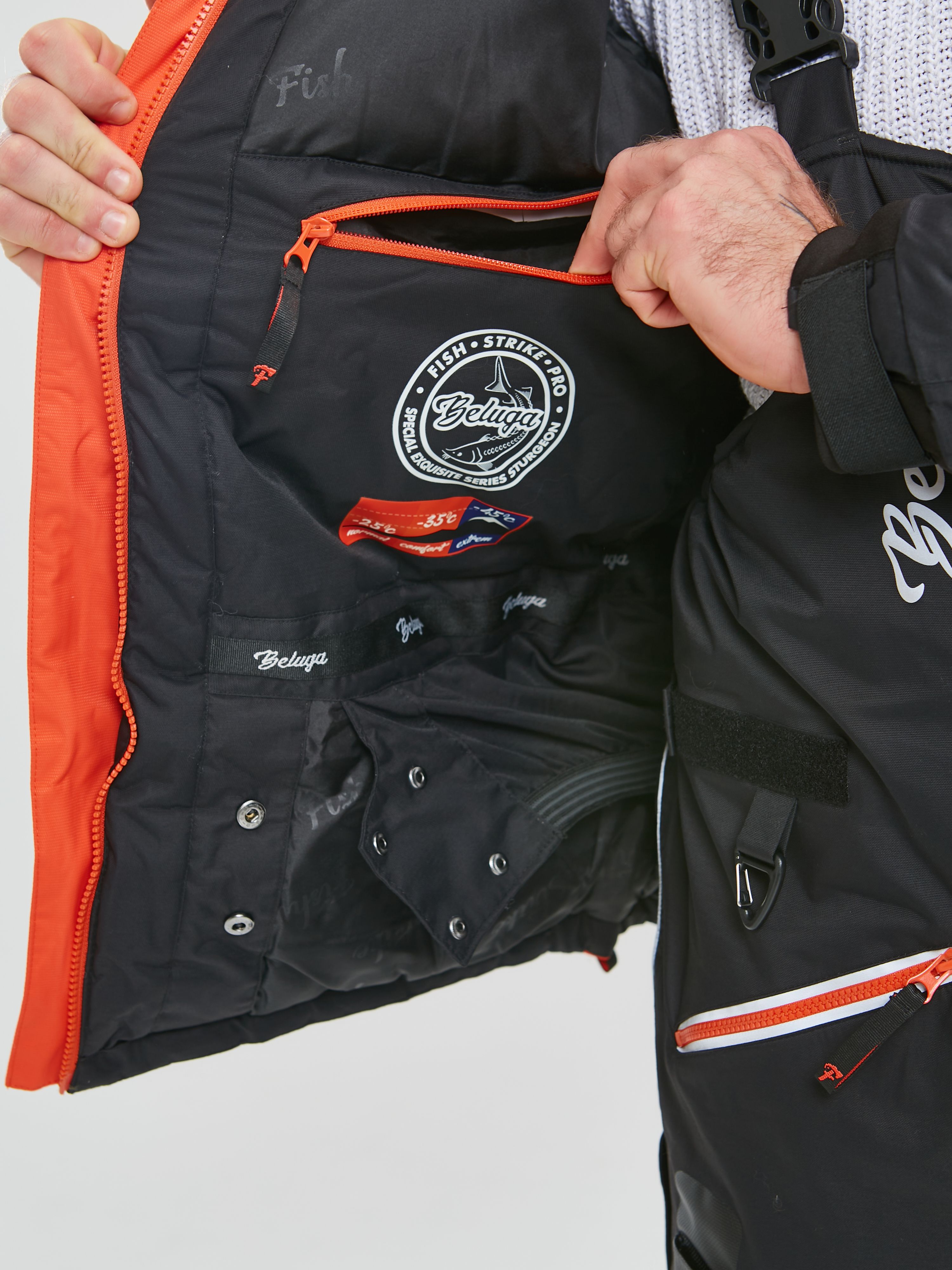 Детальная фотография — Костюм зимний Fish Strike Белуга р.56-58 черный, красный (до -45°С)