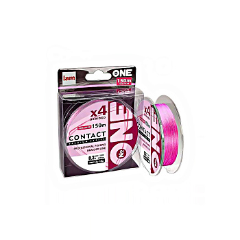 Шнур Iam №One Contact X4 150м 0,117мм 2,2кг розовый (0.5PE)