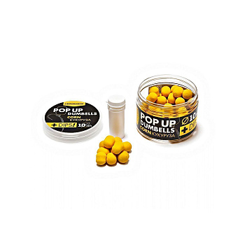 Бойлы Карпомания Pop-Up Dumbells+Dips плавающие 10мм 60гр Кукуруза, в банке