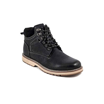 Ботинки мужские зимние Winter casual (нубук, шерстяной мех, резина) р.45 черные (AG-034-M)