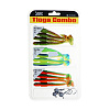 Набор виброхвостов Lucky John Tioga 3.9" 10см съедобных, цвет MIX3/Z15/T50/T56 (12шт) + Джиг-головки 8гр, 10гр, 12гр